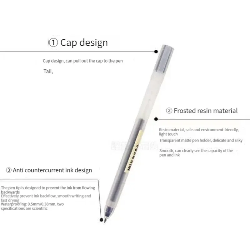 6/8Pcs/Set MUJIs Gel Pen Black - đánh giá và giá Muji Stationery Gel Pen