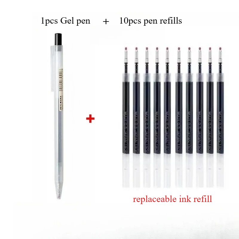 10pcs Press pen refills with 1 - đánh giá và giá Muji Stationery Gel Pen